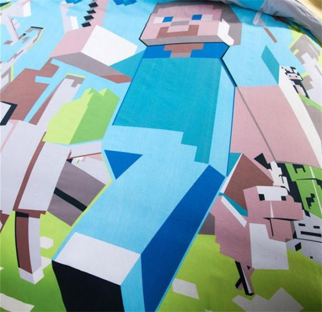 Minecraft Steve Bedding Bed Set (Duvet Cover/ Pillow Case)
